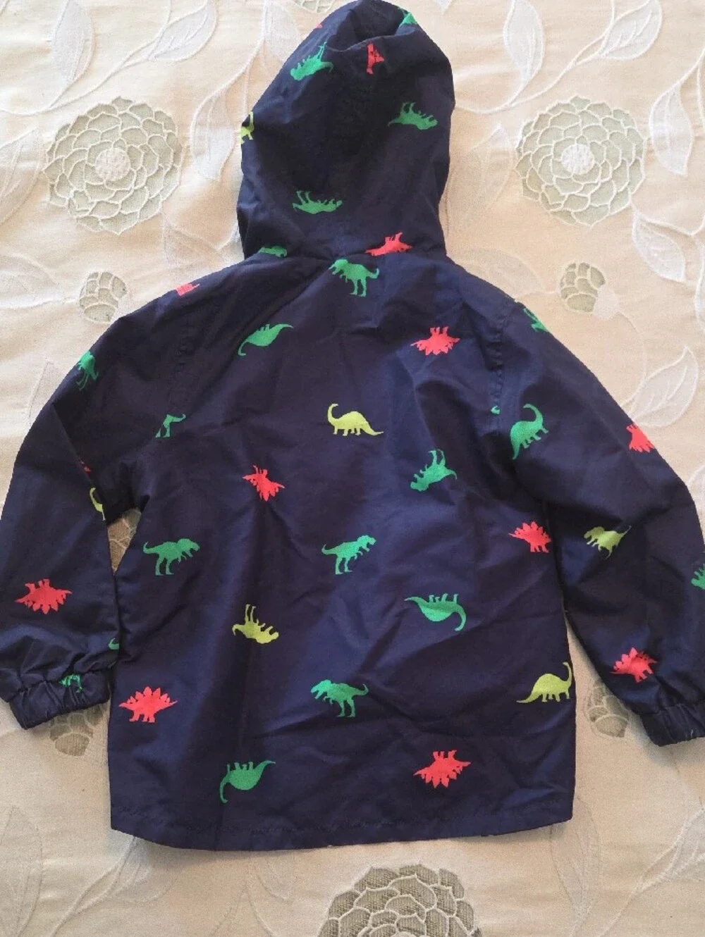 Carter's Navy Kids Raincoat with Green & Red Dinosaur Print